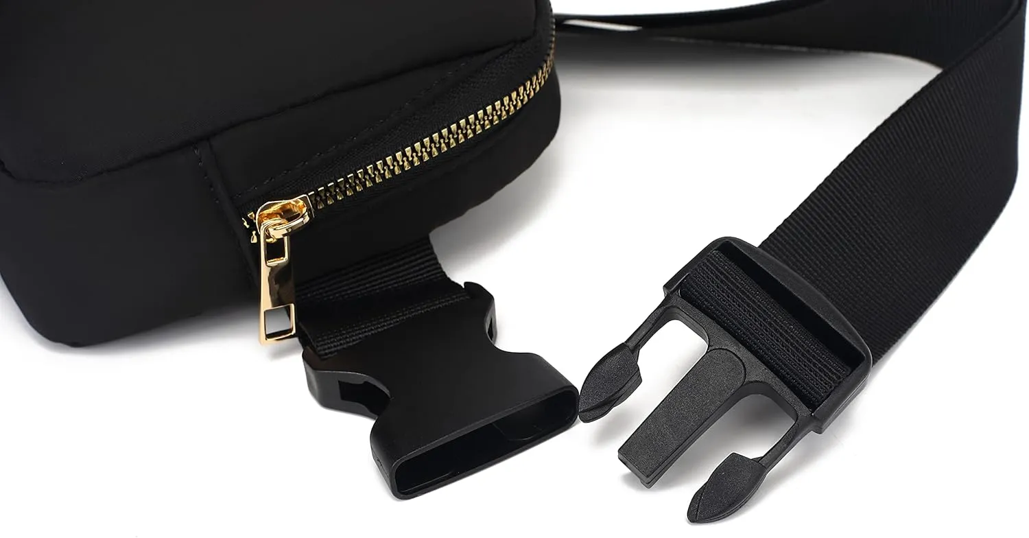 Waterproof Fanny Packs for Women & Kids - Mini Crossbody Belt Bags With Adjustable Straps (Black)
