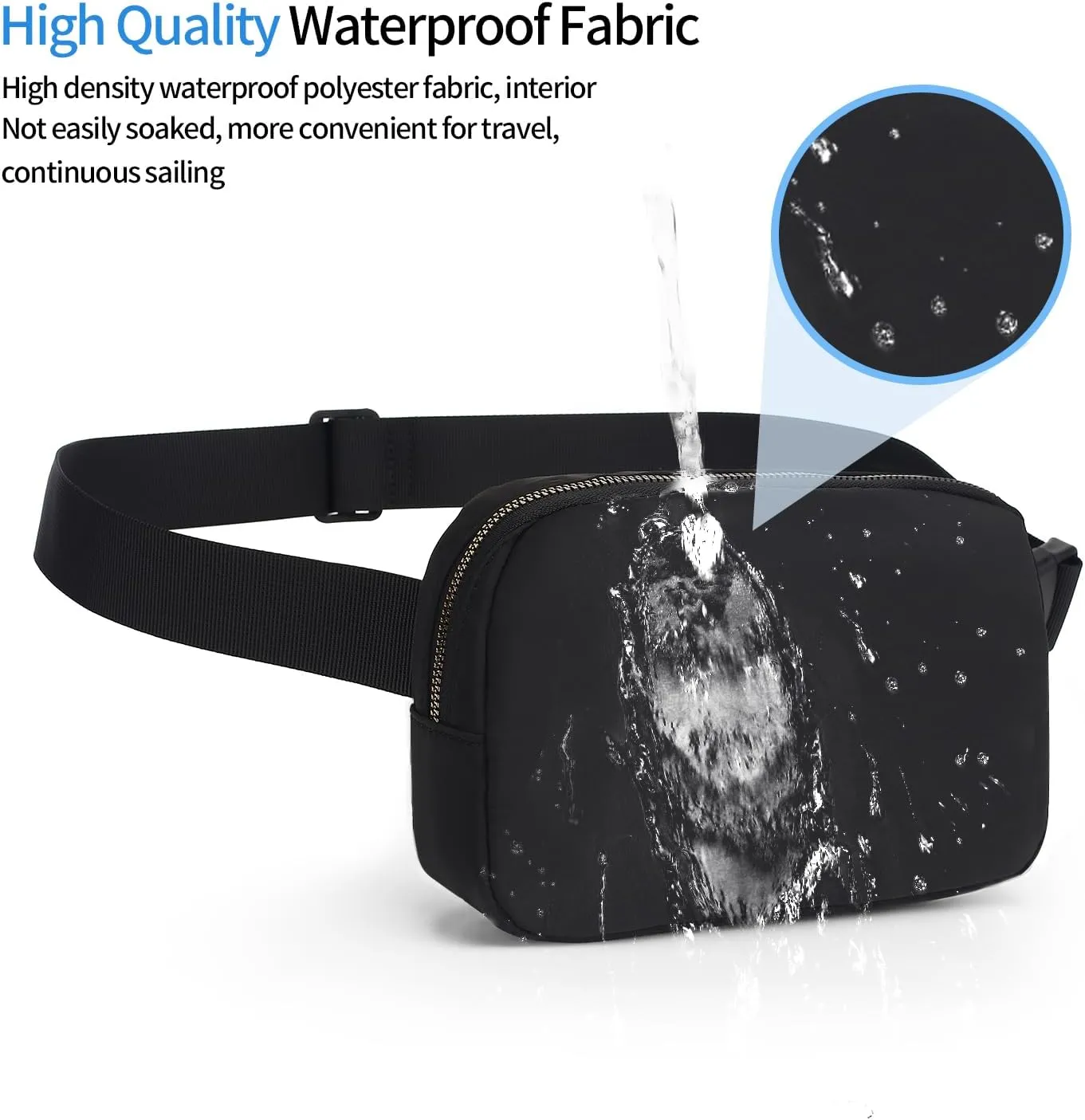 Waterproof Fanny Packs for Women & Kids - Mini Crossbody Belt Bags With Adjustable Straps (Black)
