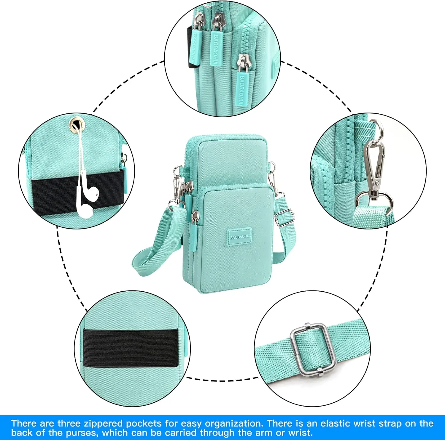 YINHEXI Small Crossbody Bags for Women Trendy, Mini Triple Compartment Cell Phone Crossbody Wallet Purses