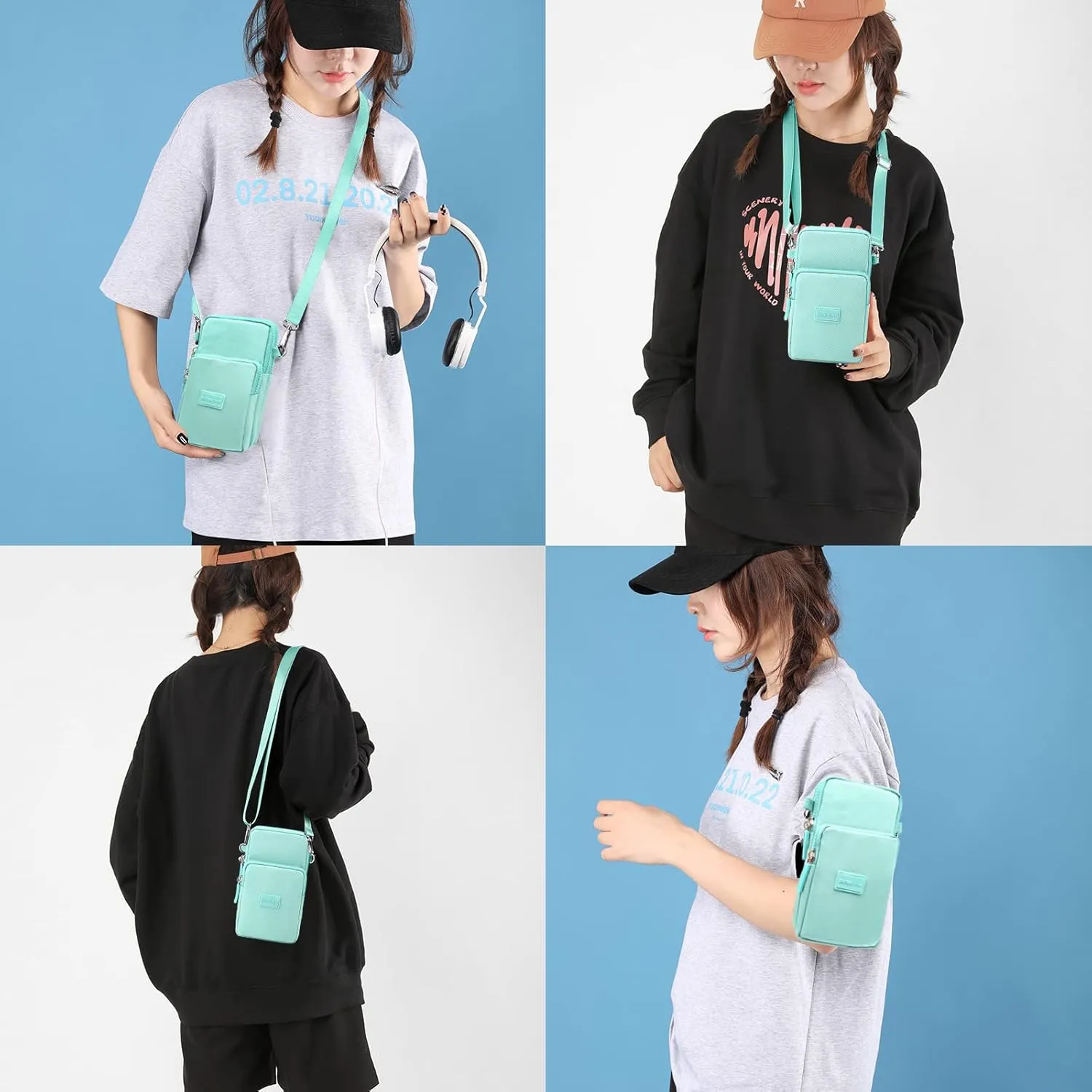 YINHEXI Small Crossbody Bags for Women Trendy, Mini Triple Compartment Cell Phone Crossbody Wallet Purses