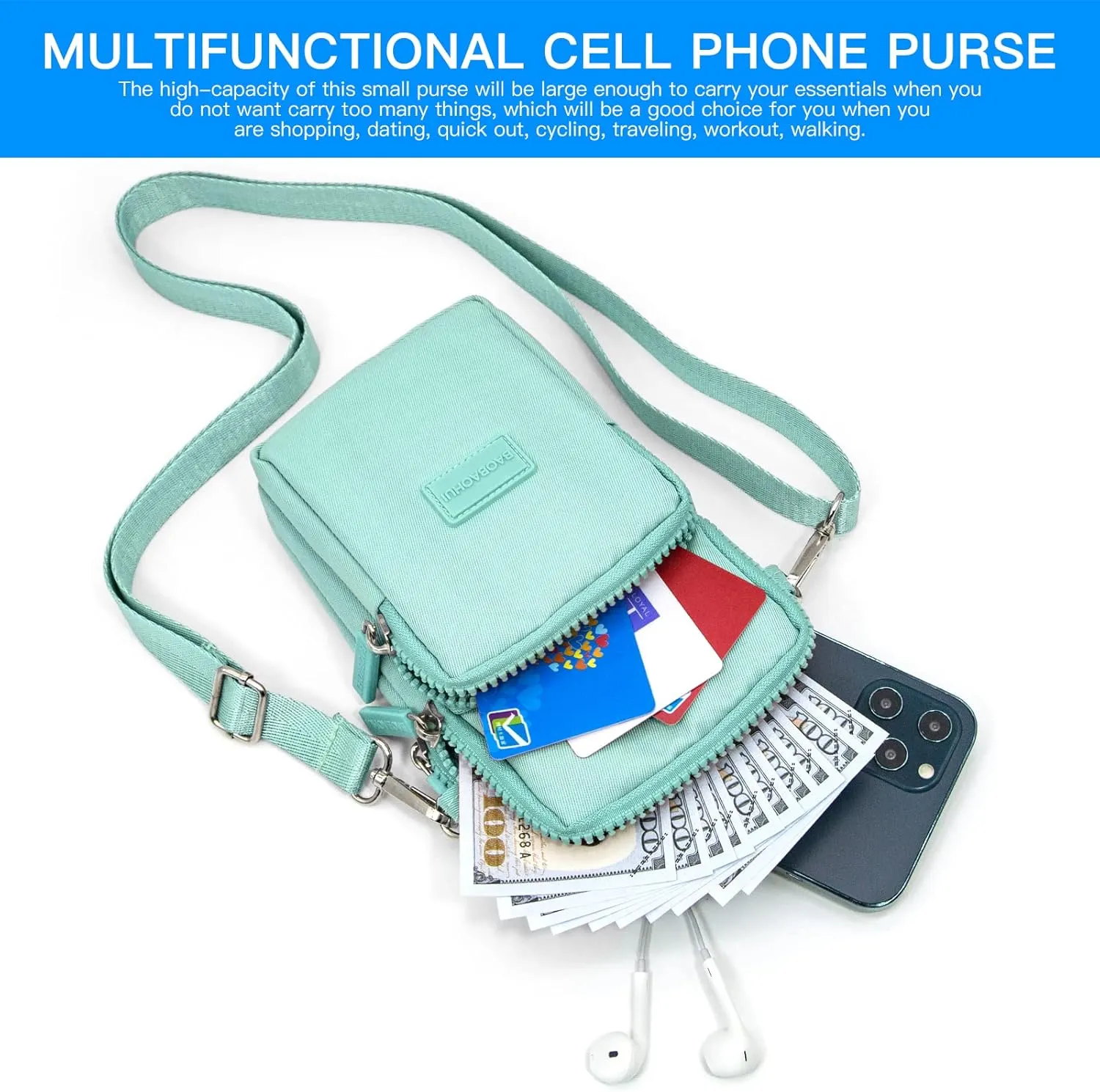 YINHEXI Small Crossbody Bags for Women Trendy, Mini Triple Compartment Cell Phone Crossbody Wallet Purses
