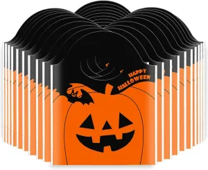 ZeeDix 50 Mini Bags for Lollipop, Cake Pop, Chocolate & Cookie Wrapping - Orange Jack-O-Lantern Pumpkin Thickness OPP Plastic Treat Bags